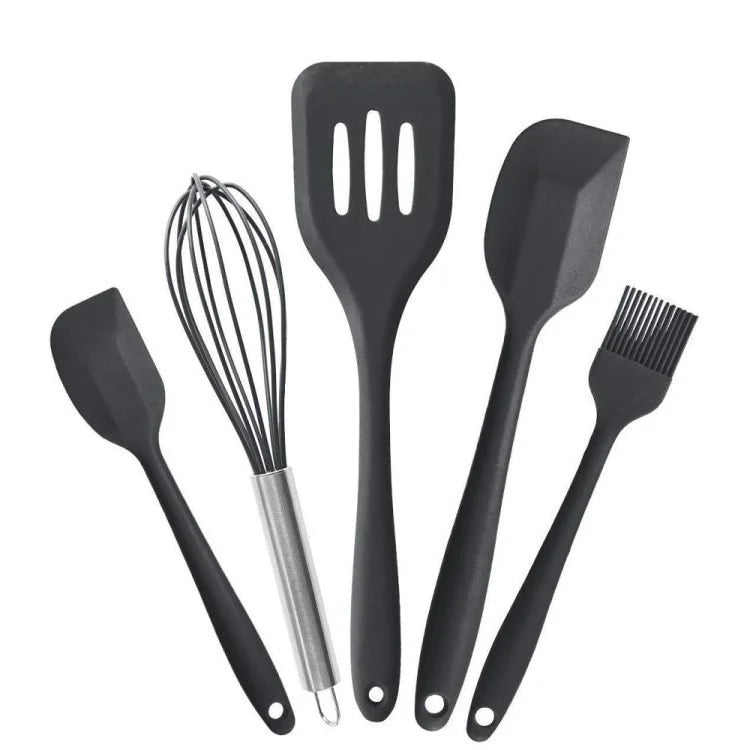 Premium 5-Piece Silicone Kitchen Utensil Set – Heat-Resistant Non-Stick Cooking Tools with Spatula, Turner, Brush & Whisk
