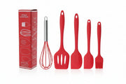 Premium 5-Piece Silicone Kitchen Utensil Set – Heat-Resistant Non-Stick Cooking Tools with Spatula, Turner, Brush & Whisk