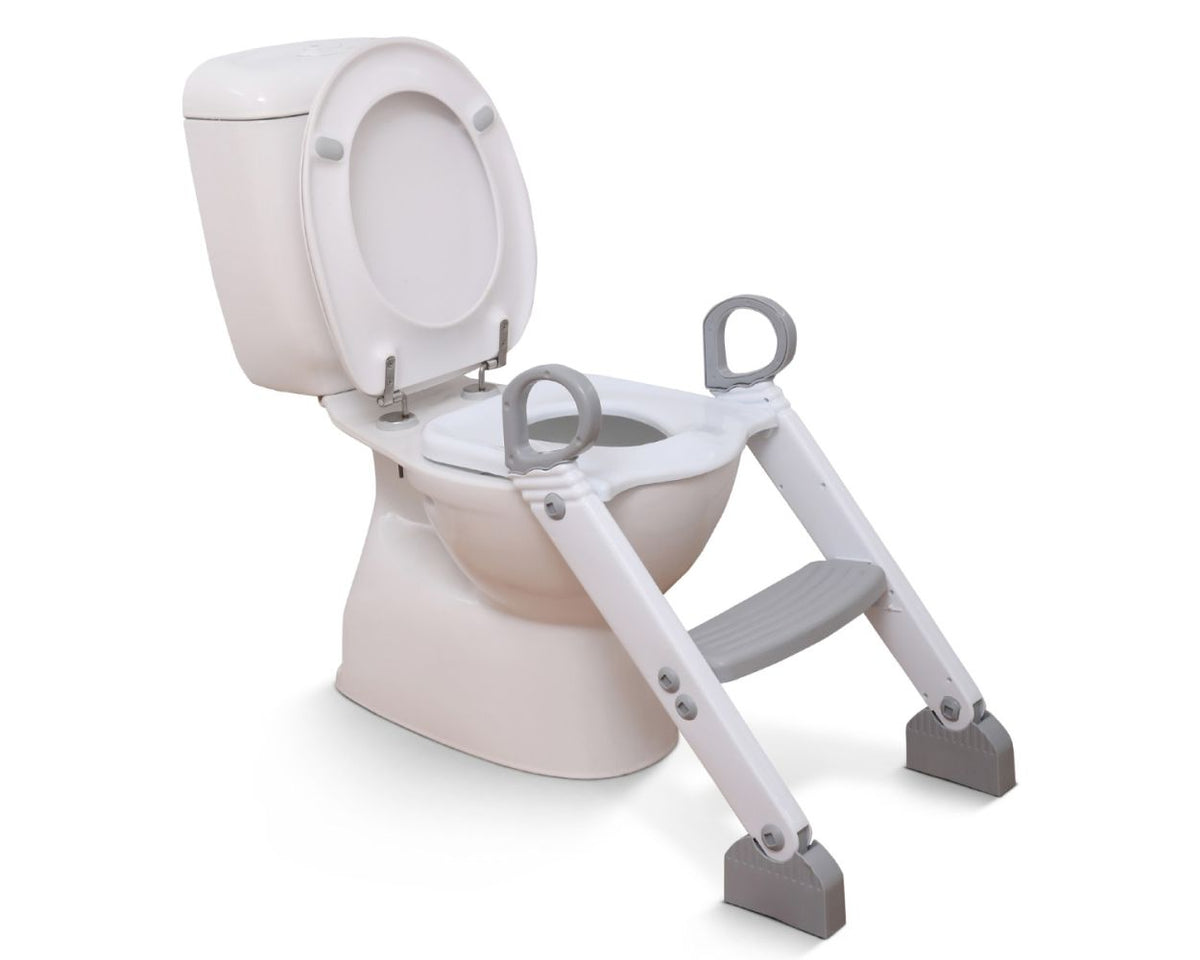 Siège de toilette avec échelle pour l'apprentissage de la propreté – Siège de toilette réglable antidérapant pour enfants, gris et blanc