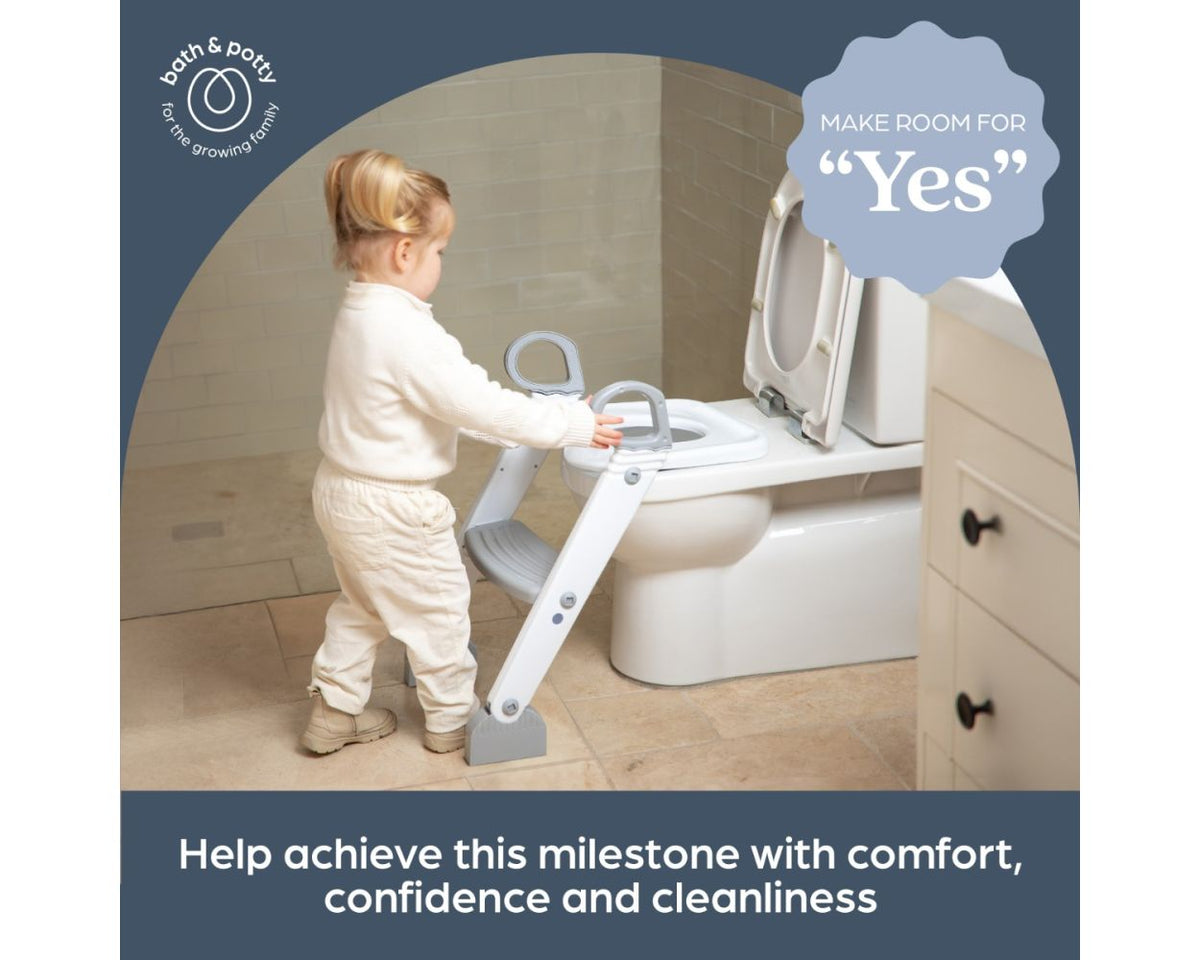 Siège de toilette avec échelle pour l'apprentissage de la propreté – Siège de toilette réglable antidérapant pour enfants, gris et blanc