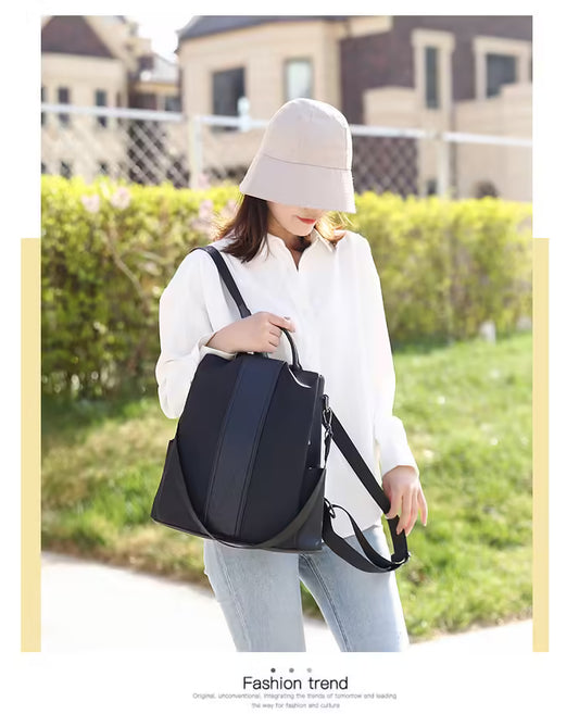Sac à dos multifonction en cuir imperméable et antivol pour femme, grande capacité (EGB134)
