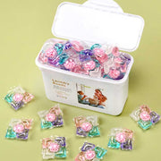 50 capsules de lessive 5 en 1 parfumées à la rose – Adoucissent le linge et diffusent le parfum