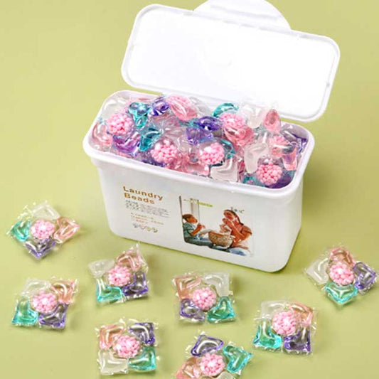 50PCS 5-in-1 Laundry Beads – Rose Fragrance Detergent Capsules for Washing Machine, Softens Clothing & Diffuses Perfume