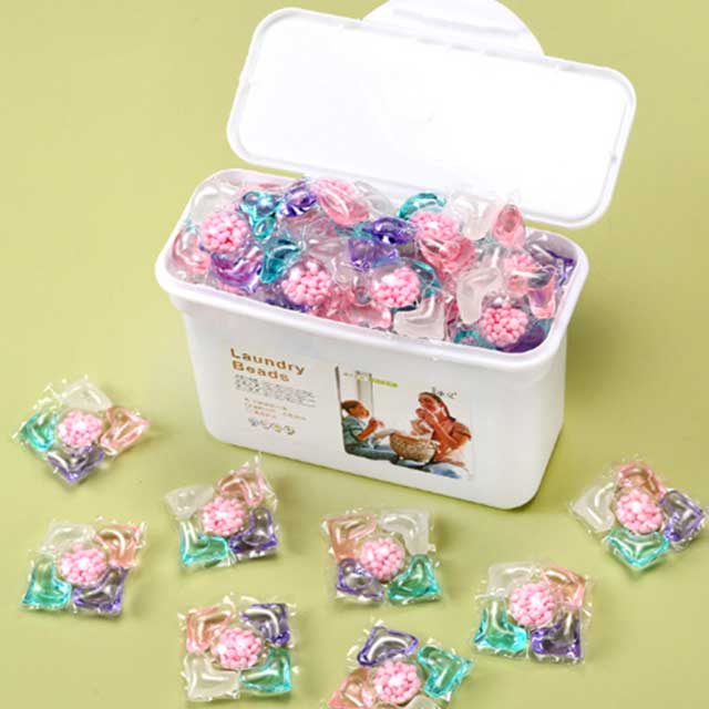 50 capsules de lessive 5 en 1 parfumées à la rose – Adoucissent le linge et diffusent le parfum