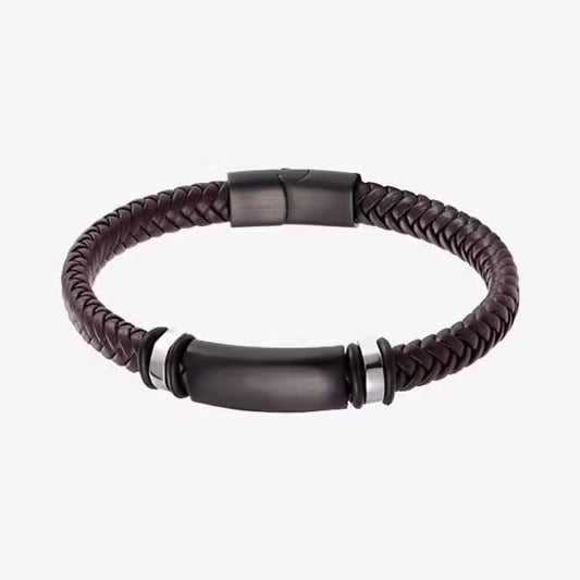 Leather and Stainless Steel Combination Three Colors Men's Bracelet (EGBT136)