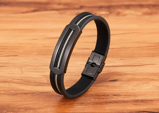 Leather Chain Combination Men Bracelet (EGBT132)