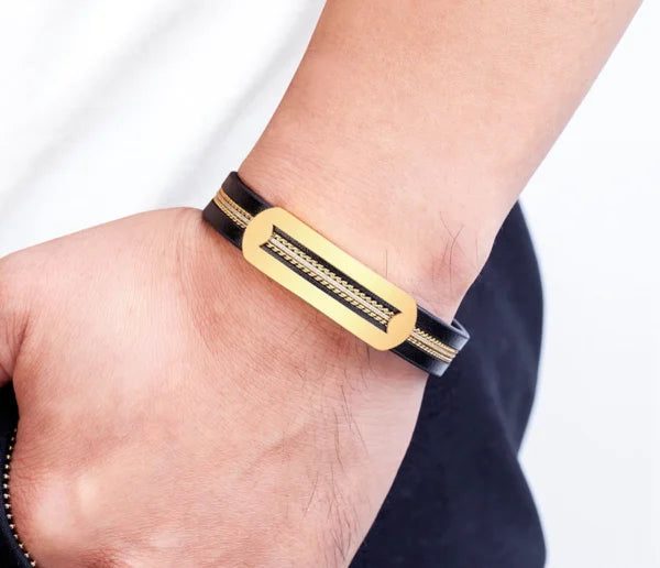 Leather Chain Combination Men Bracelet (EGBT132)