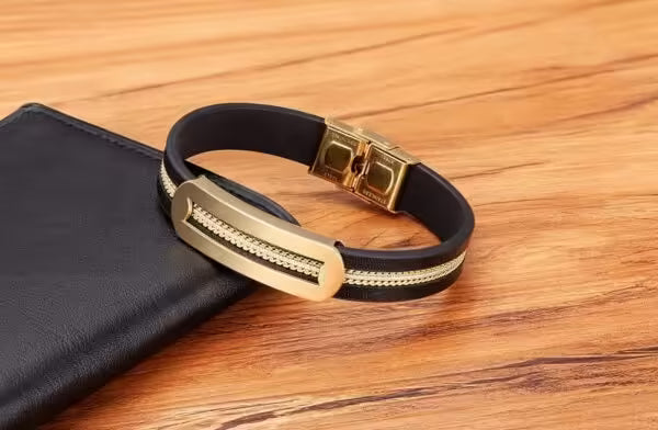 Leather Chain Combination Men Bracelet (EGBT132)