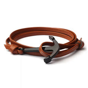 Leather Multilayer Black Anchor Bracelets (EGBT098)