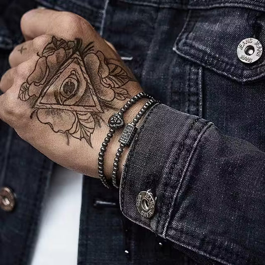 رأس أسد × خرز مستطيل ثلاثي الأبعاد 4 مم شامبالا قابلة للتعديل قطعتين / المجموعة (EGBT262) 