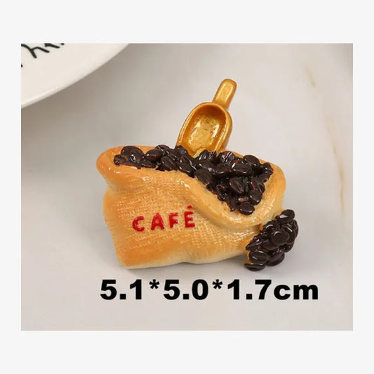 Lovely Miniature Large Coffee Cup & Bean Bread Shape Resin Cabochon – Perfect for DIY Scrapbooking & Model Projects