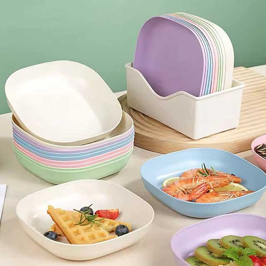 10Pcs Multi-Function Spit Bone Dish Set - Food Grade Plastic, Round & Square Household Garbage Plates for Dining Table