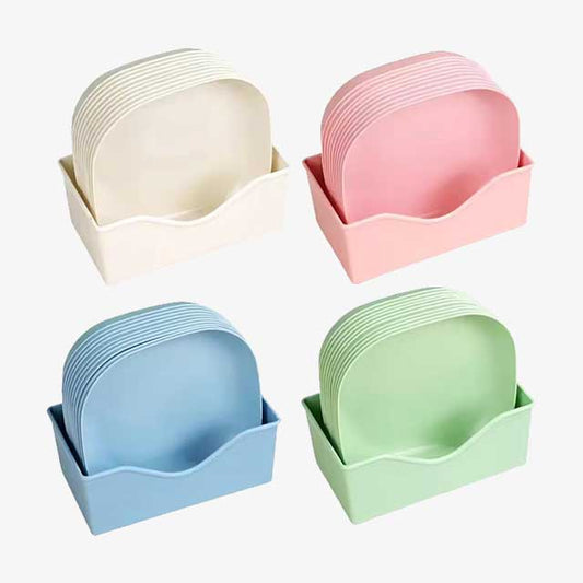 10Pcs Multi-Function Spit Bone Dish Set - Food Grade Plastic, Round & Square Household Garbage Plates for Dining Table