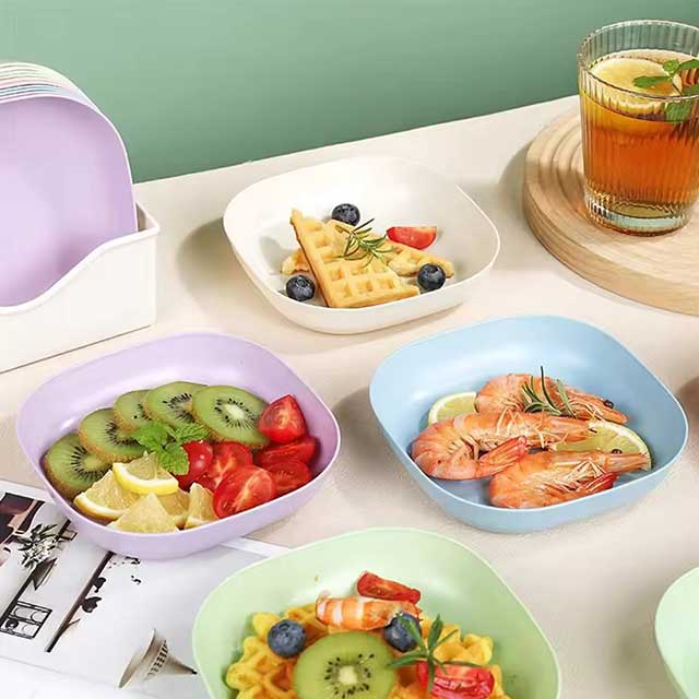 10Pcs Multi-Function Spit Bone Dish Set - Food Grade Plastic, Round & Square Household Garbage Plates for Dining Table