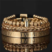 Bracelet de luxe pour homme en acier inoxydable avec breloque couronne royale romaine (EGBT173)