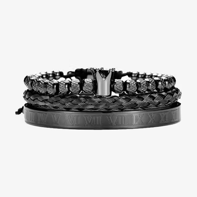 Bracelet de luxe pour homme en acier inoxydable avec breloque couronne royale romaine (EGBT173)
