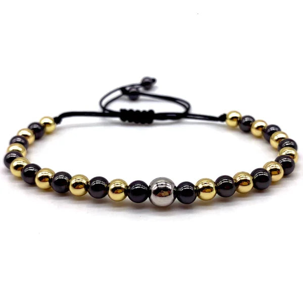 Bracelet Shamballa ajustable de luxe pour homme, orné de perles mixtes (EGBT191)