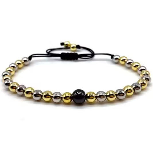 Bracelet Shamballa ajustable de luxe pour homme, orné de perles mixtes (EGBT191)