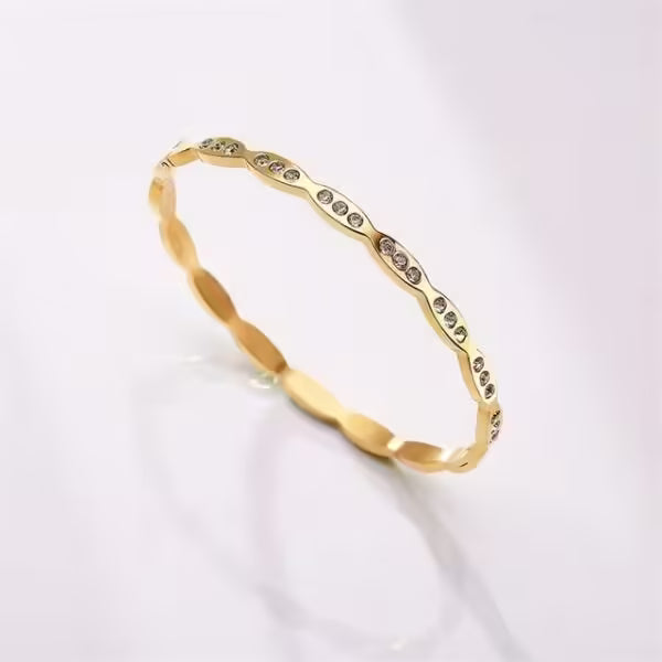Bracelet jonc de luxe pour femme en acier inoxydable avec boucle dissimulée (EGBT328)