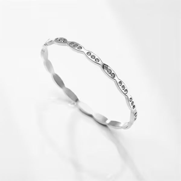 Bracelet jonc de luxe pour femme en acier inoxydable avec boucle dissimulée (EGBT328)