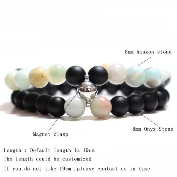Magnetic Link Couple Distance Beads Bracelets (EGBT215)
