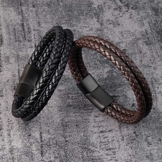 magnetic lock thick strap men leather bracelet egbt095 featured img