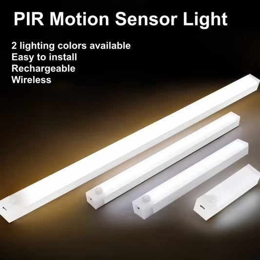 PIR Motion Sensor LED Cabinet Light – USB Rechargeable Wireless Induction Night Light | Portable Detector Lamp for Wardrobe & Hallway