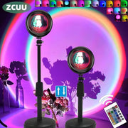 Lampe projecteur coucher de soleil – Veilleuse arc-en-ciel pour chambre et décoration | Lumière coucher de soleil pour mur et lampe de table 