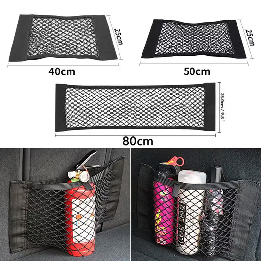 Universal Car Trunk Organizer Net – Elastic Mesh Storage Bag with Magic Stickers
