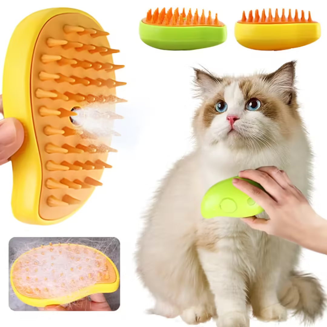 Peigne de massage et de massage pour animaux de compagnie, spray à un bouton pour empêcher les poils de voler, outil de massage et de bain doux pour la peau