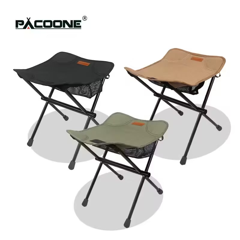 Tabouret de camping pliant portable PACOONE – Chaise ultralégère en alliage d'aluminium pour la pêche, les pique-niques et les activités de plein air