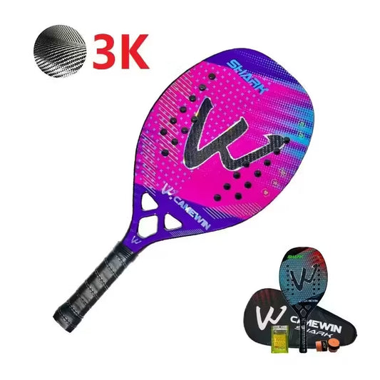 3K Camewin Beach Tennis Racket Full Carbon Fiber, Rough Surface Outdoor Sports Racket for Men, Women, and Seniors | 2024 New Model