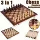 (24*24cm) 3-in-1 Folding Wooden Chess Set: Chess, Checkers & Backgammon