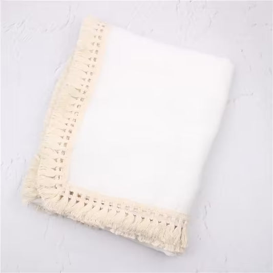 Couvertures d'emmaillotage en mousseline de coton pour nouveau-nés, couverture de réception à pompons et couette de sommeil pour nourrissons | Enveloppe d'emmaillotage douce pour bébés