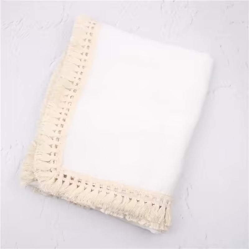 Cotton Muslin Swaddle Blankets for Newborns Tassel Receiving Blanket & Infant Sleeping Quilt | Soft Swaddle Wrap for Babies