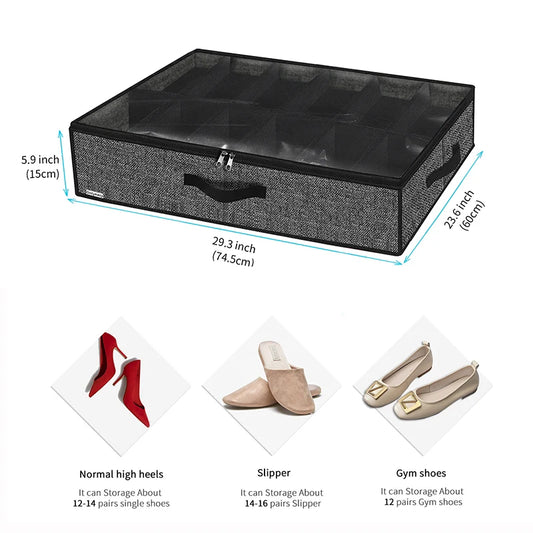 Foldable Shoe Storage Cube Bins Cheap Under Bed Shoe Organizer Box with Handles for Easy Access
