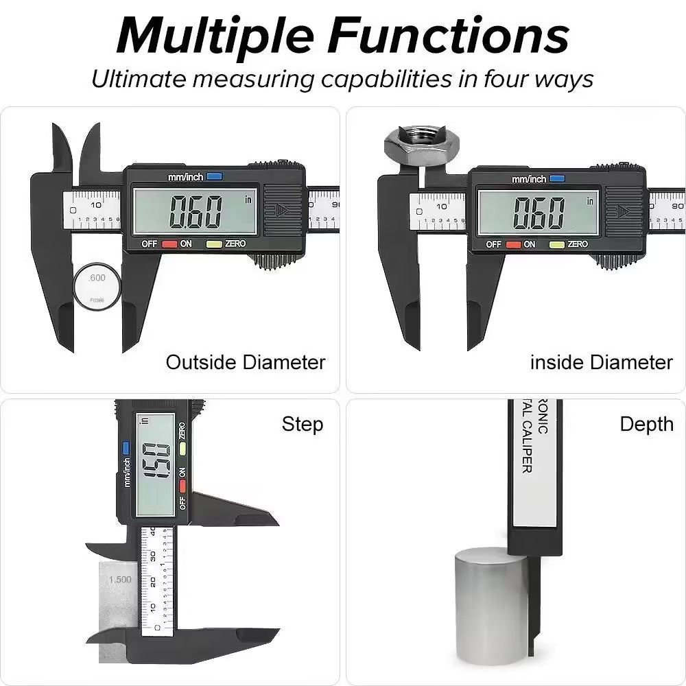 150mm & 100mm Electronic Digital Caliper – Carbon Fiber Dial Vernier Gauge Micrometer Measuring Tool | Precision Digital Ruler