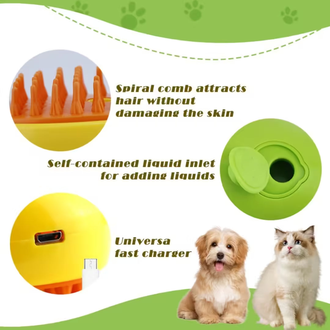 Peigne de massage et de massage pour animaux de compagnie, spray à un bouton pour empêcher les poils de voler, outil de massage et de bain doux pour la peau