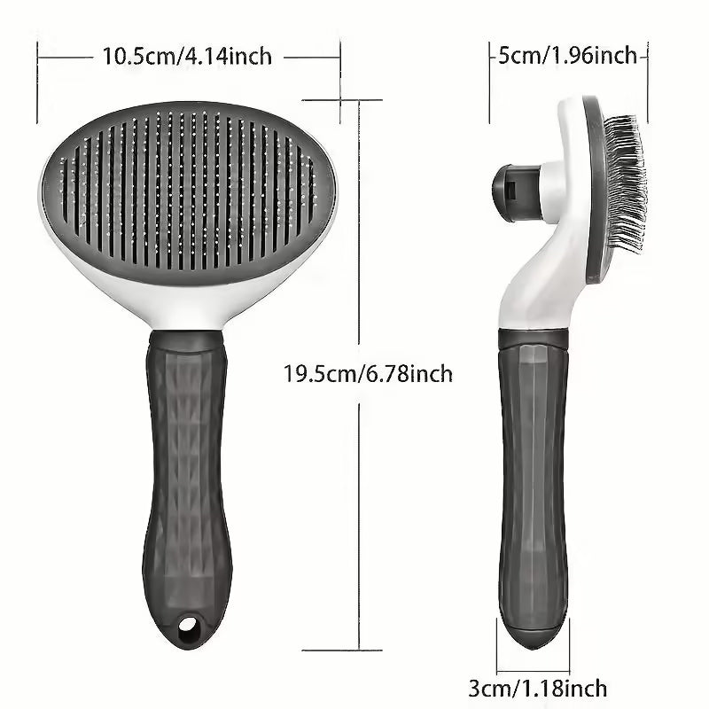 Pet Hair Removal Brush Stainless Steel Dog Hair Comb with Automatic Shedding for Easy Grooming