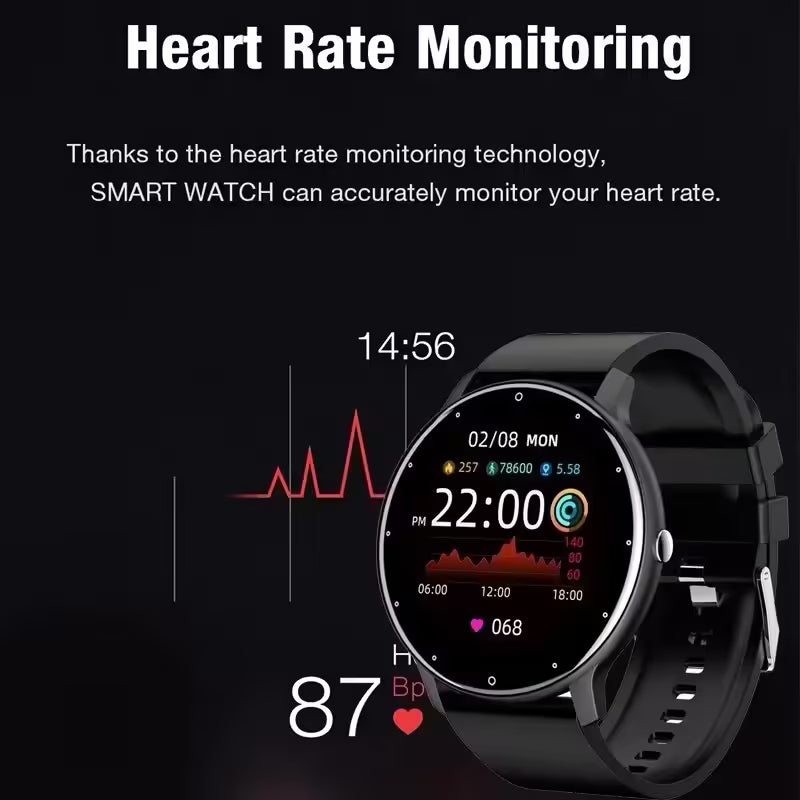 Nouvelle montre connectée pour hommes et femmes - Suivi d'activité en temps réel, moniteur de fréquence cardiaque, montre de sport pour Android et iOS