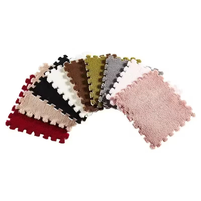 1 Piece Soft Velvet Floor Mat Puzzle Foam Pad for Bedroom and Household - Elegant Suede Carpet Design