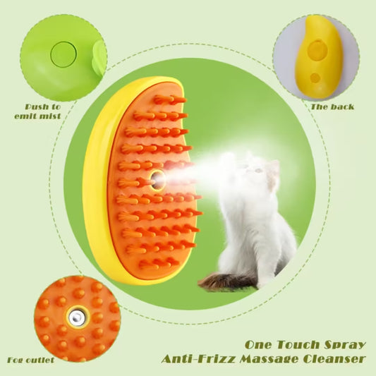 Pet Spray Massage Comb One-Button Spray for Anti-Flying Hair, Skin-Safe Massage & Bathing Tool