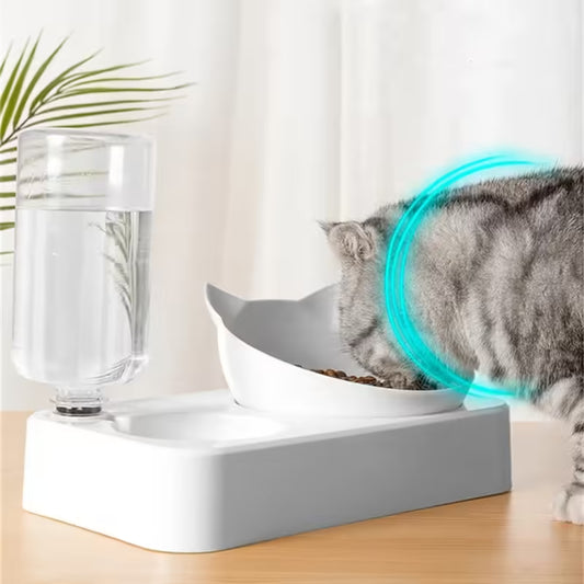 2-in-1 Pet Feeder – Automatic Water Dispenser with Removable Stainless Steel Bowls