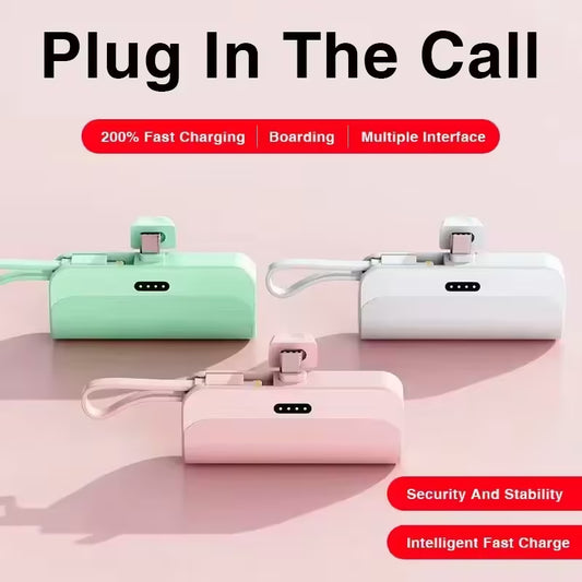 Mini Power Bank – 2-in-1 Fast Charger with Type-C for iPhone, Samsung, and Huawei