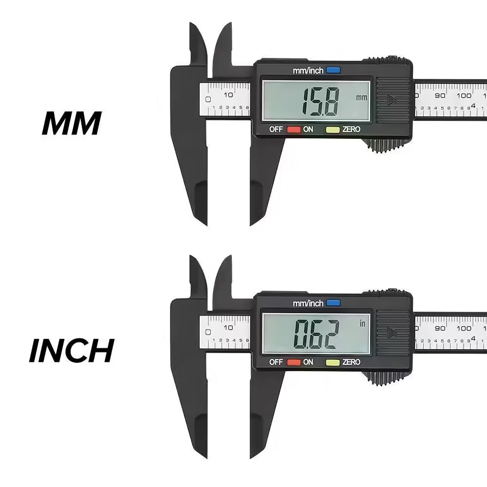 150mm & 100mm Electronic Digital Caliper – Carbon Fiber Dial Vernier Gauge Micrometer Measuring Tool | Precision Digital Ruler