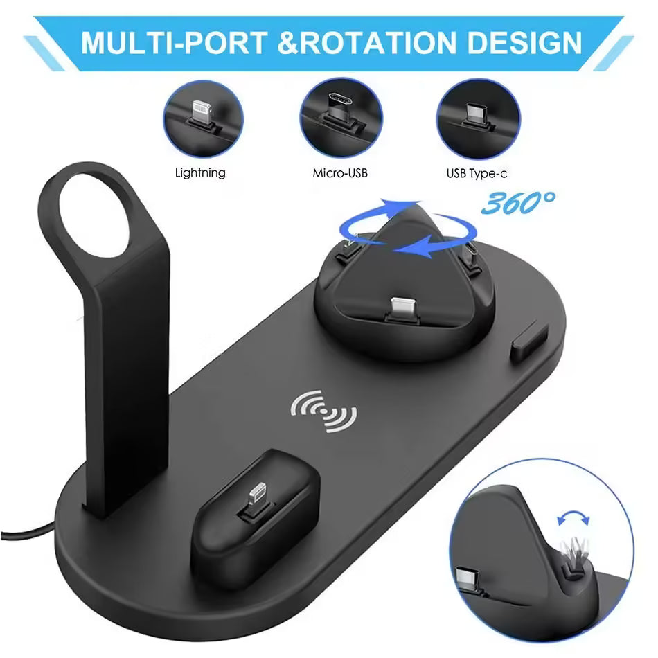 30W 7-in-1 Wireless Charger Stand Pad Fast Charging Dock Station for iPhone 14/13/12 Pro Max, Apple Watch, AirPods Pro, iWatch 8/7