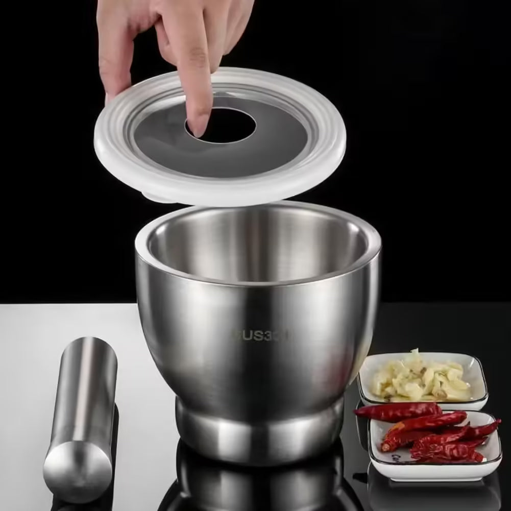 Presse-ail et abrasif en acier inoxydable - Outil de cuisine sans effort
