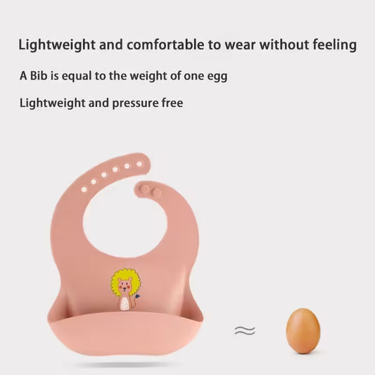 Waterproof Baby Bibs Cute Cartoon Animal Printed Silicone Bib for Kids | Adjustable Soft Feeding Bib for Boys & Girls