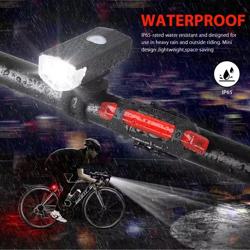 USB Rechargeable Bike Light Set Front and Taillight with 3 Modes | Easy to Install Bicycle Accessories for Road and MTB