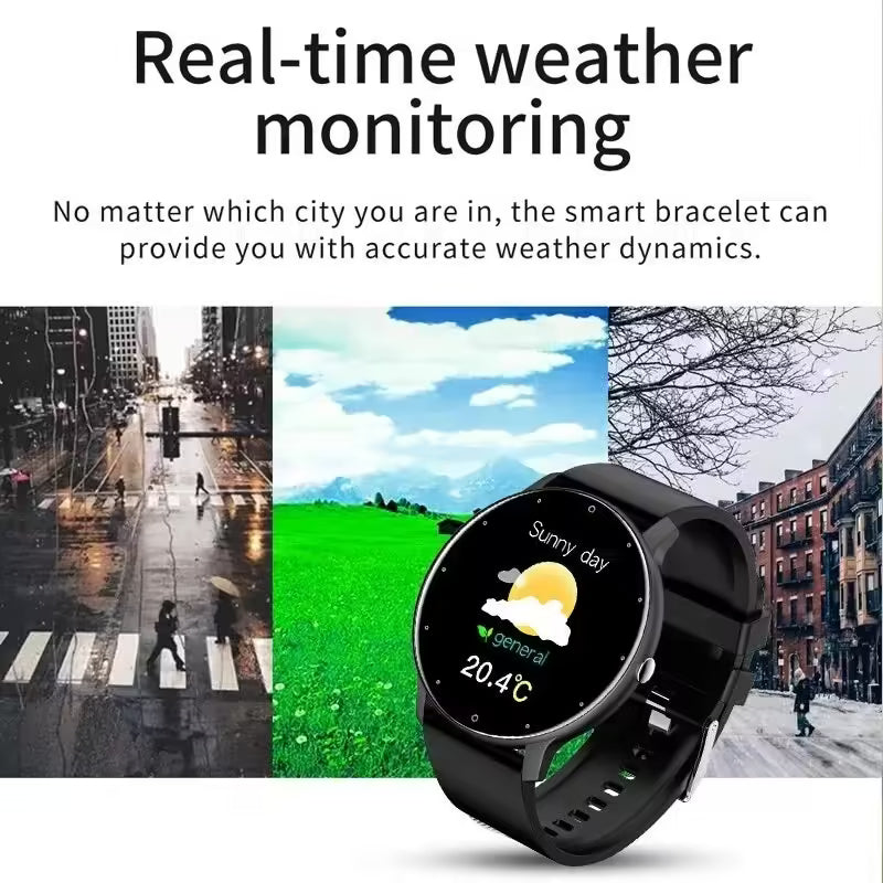 Nouvelle montre connectée pour hommes et femmes - Suivi d'activité en temps réel, moniteur de fréquence cardiaque, montre de sport pour Android et iOS